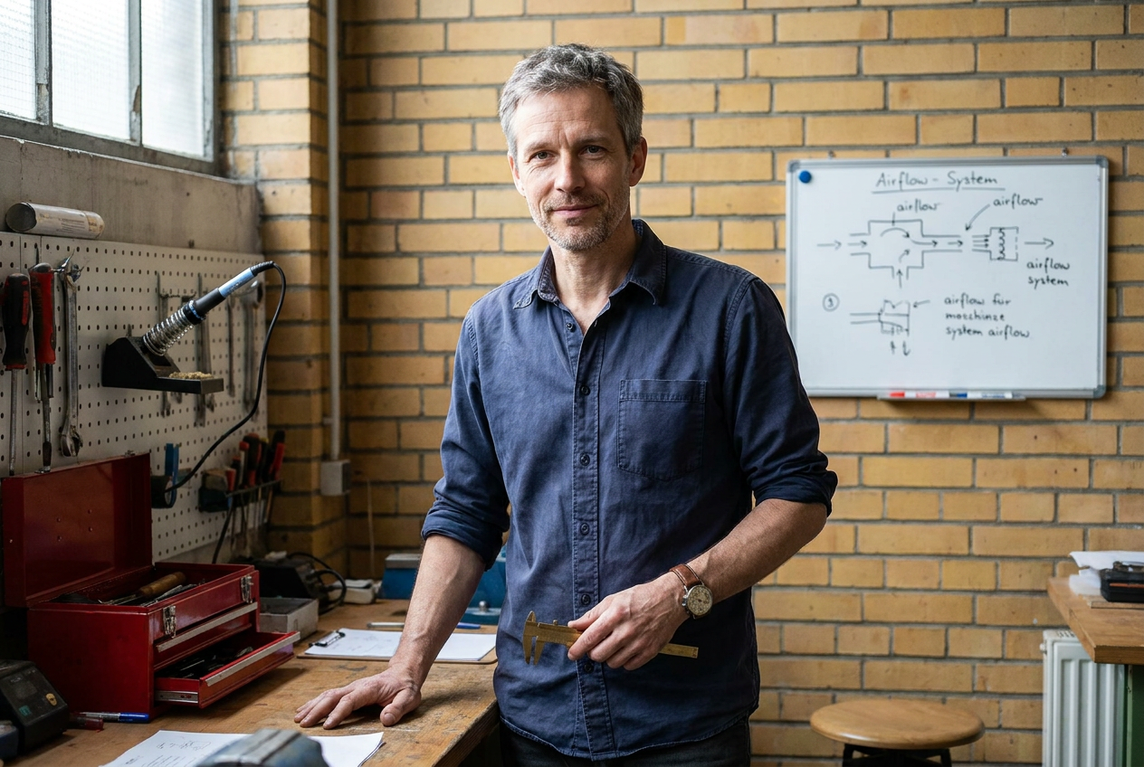 Mark Bennett in his workshop in Manchester-Salford