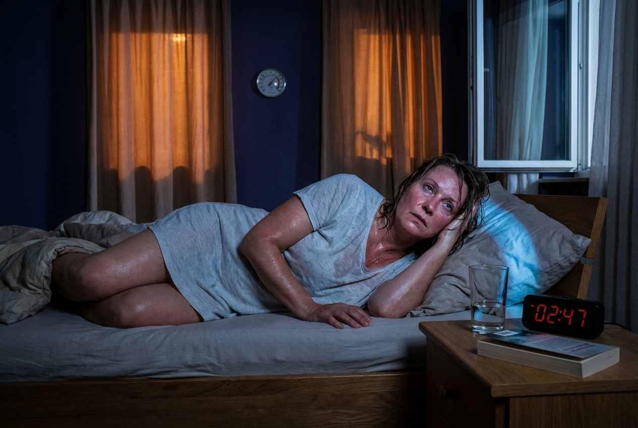 Sleepless summer night in the bedroom — 28 degrees, no sleep
